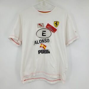 Puma Scuderia Ferrari Fernando Alonso White Graphic T-Shirt Men's Large